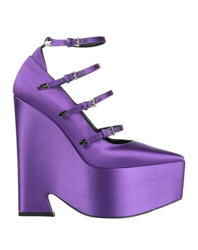 Versace Woman Pumps Purple Size 6.5 Textile fibers | YOOX (US)