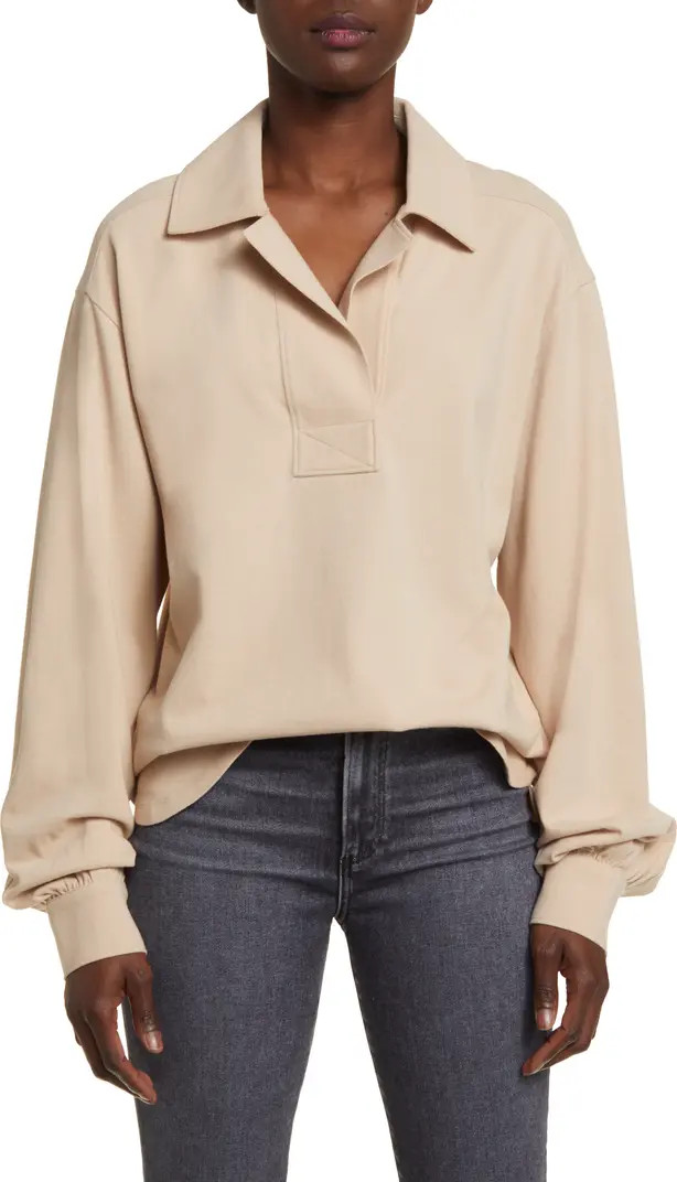 Treasure & Bond Oversize Long Sleeve Cotton Polo | Nordstrom | Nordstrom