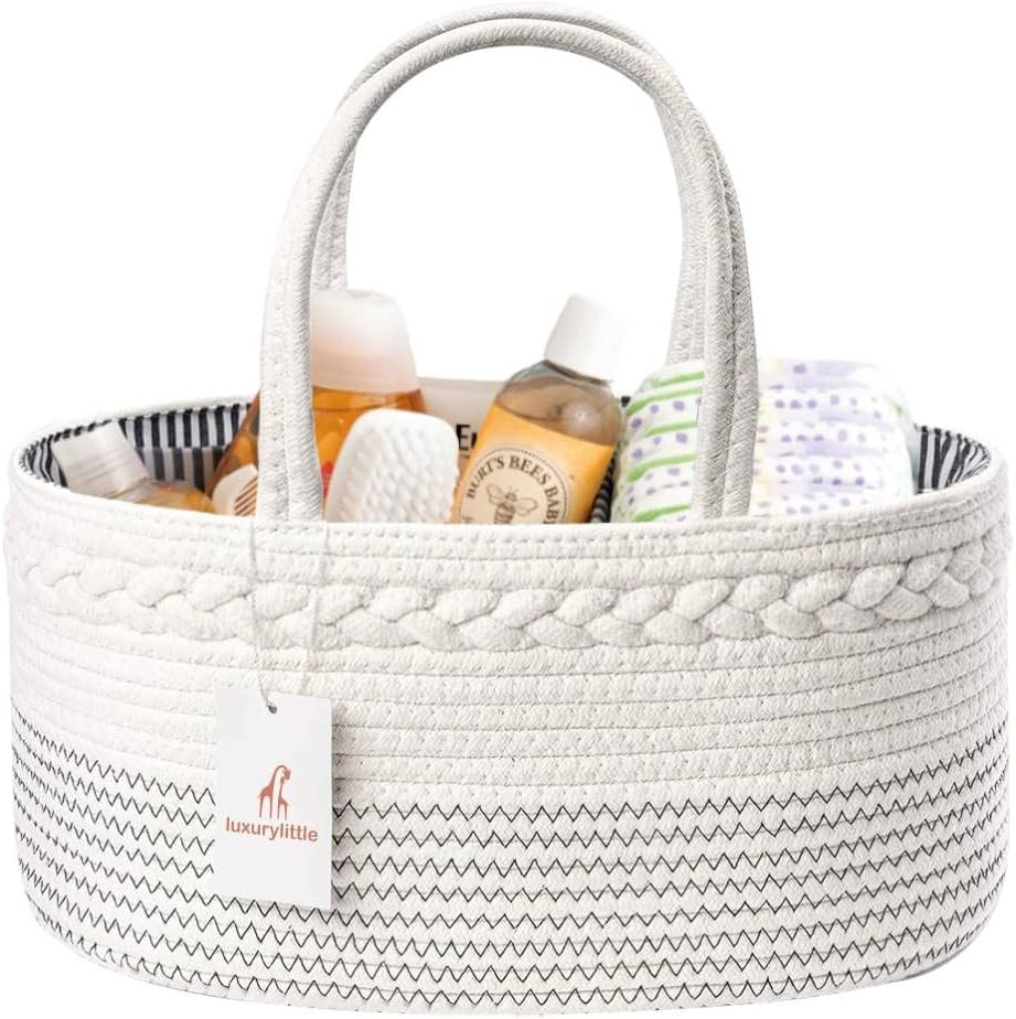 luxury little Diaper Caddy Organizer, Large Cotton Rope Nursery Baby Basket, Changing Table Organ... | Amazon (US)