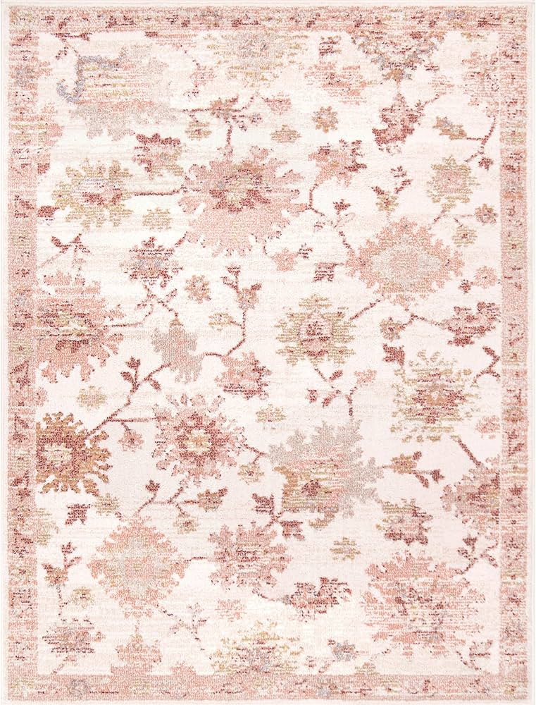 Simply Southern Cottage Southern Heritage - 7'10" x 9'10" Rectangle in Pink, Floral Traditional A... | Amazon (US)