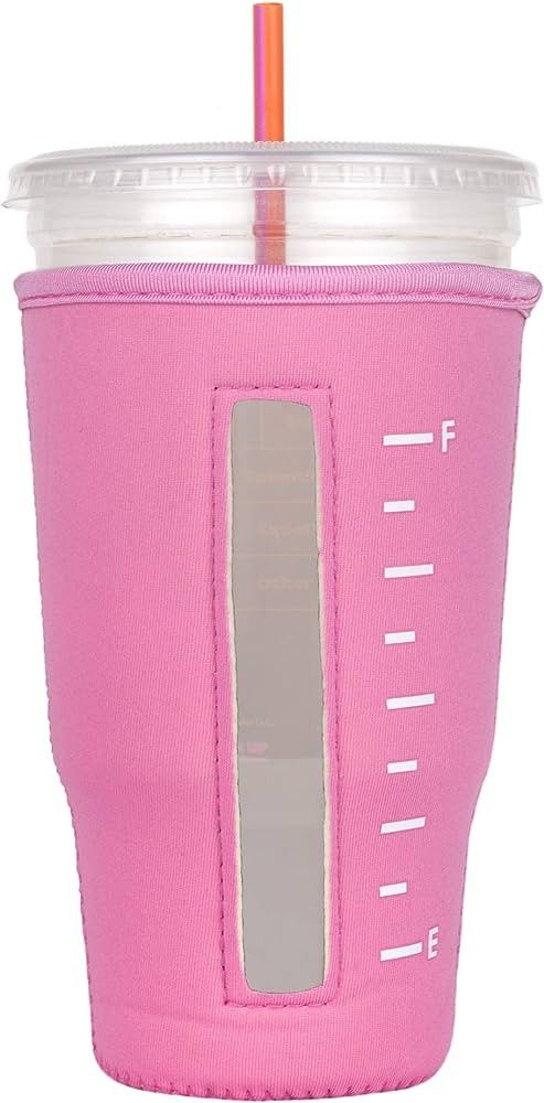 Reusable Insulator Neoprene Cup Sleeve for Iced Beverages and Coffee (Light Pink, Large) | Amazon (US)