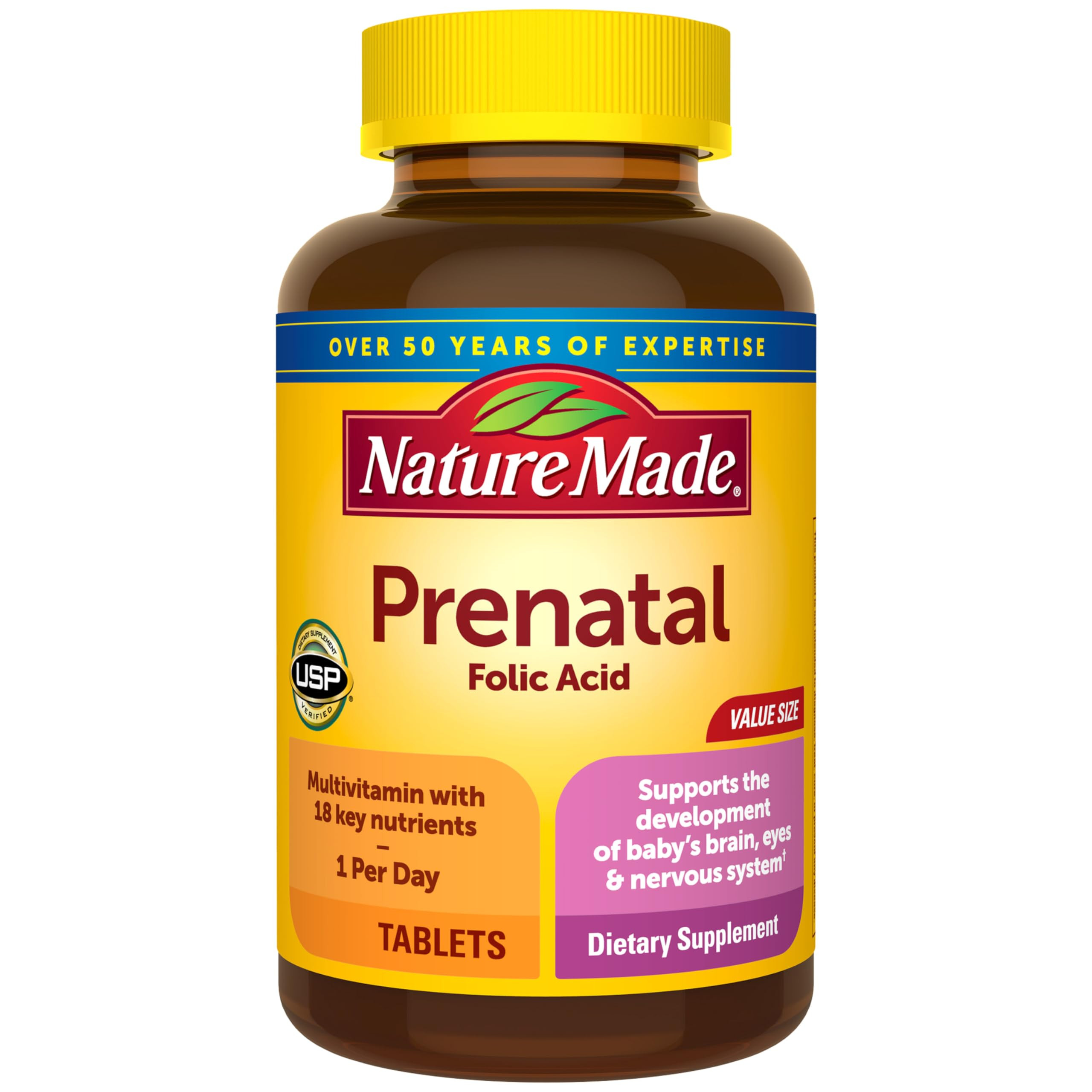 Amazon.com: Nature Made Prenatal Multivitamin with Folic Acid, Vitamin & Mineral Supplement, Daily Nutritional Support, Prenatal Vitamins for Women, 250 Tablets, 250 Day Supply : Health & Household | Amazon (US)