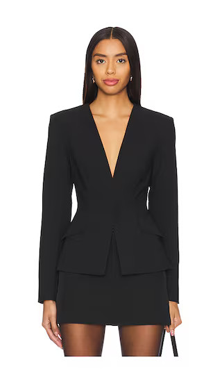 ALL THE WAYS Elizabeth Deep V Blazer in Black. - size L | Revolve Clothing (Global)