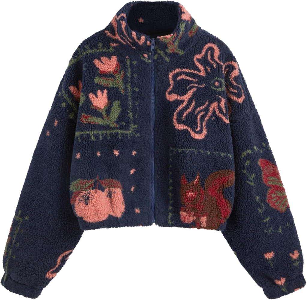 CIDER Sherpa Jacket Fleece Jacket Floral | Amazon (US)