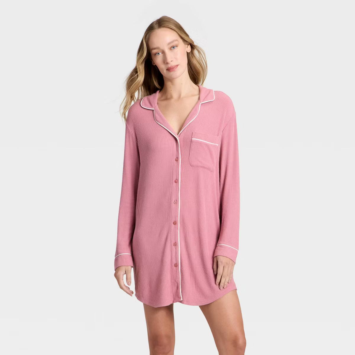 Women's Cozy Ribbed Notch Collar Nightgown - Auden™ | Target