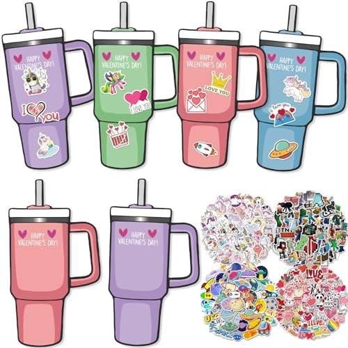 40 Pack Kids Valentines Day Cards with Stickers - Happy Valentines Cards for Kids Classroom Schoo... | Amazon (US)