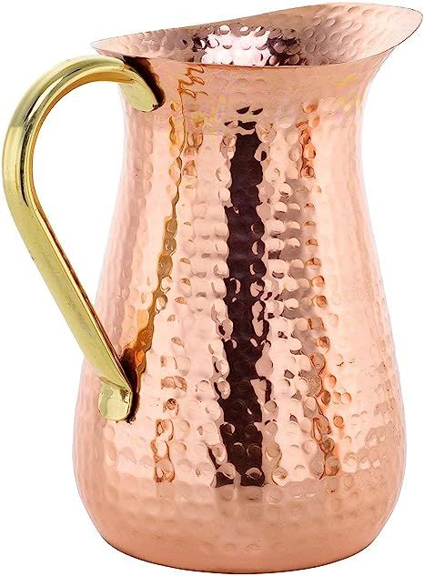 100% Copper Water Jug Pitcher - Copper Pitcher for Ayurveda Health Benefit - Copper Pitcher w/Cop... | Amazon (US)