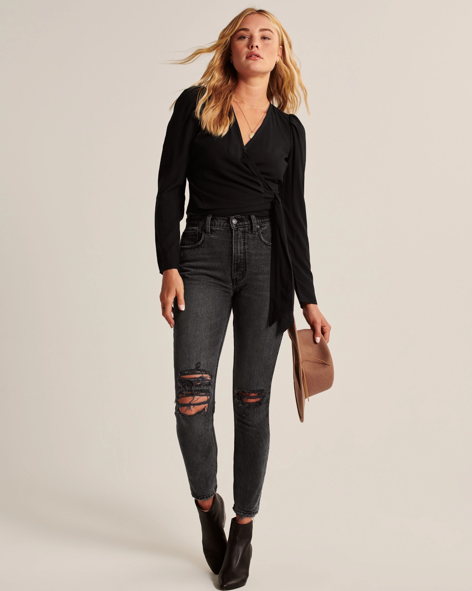 Wrap-Front Puff Sleeve Blouse | Abercrombie & Fitch (US)