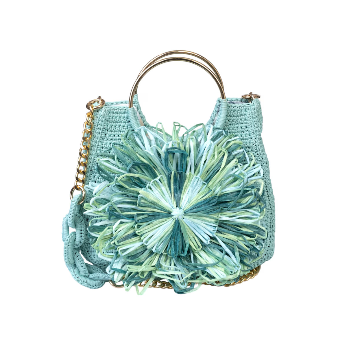 Moira - Raffia Sea Green Crochet Tote Bag | Wolf & Badger
