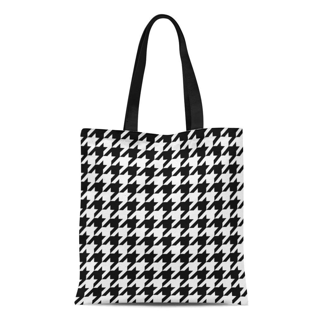 ASHLEIGH Canvas Tote Bag Houndstooth Hounds Tooth Pattern That Tiles Seamlessly As Check Reusable... | Walmart (US)