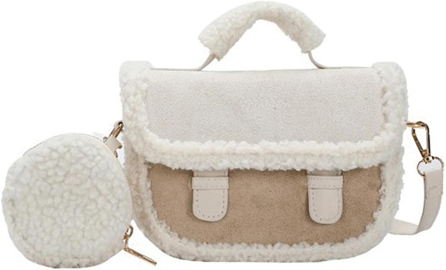Fur Purse 2Pcs Furry Fuzzy Sherpa Fleece Bag with Mini Pouch Fluffy Shoulder Bag Soft Fall Winter... | Amazon (US)
