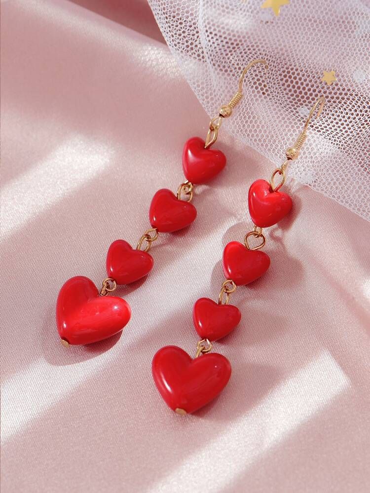 Link Heart Charm Drop Earrings | SHEIN