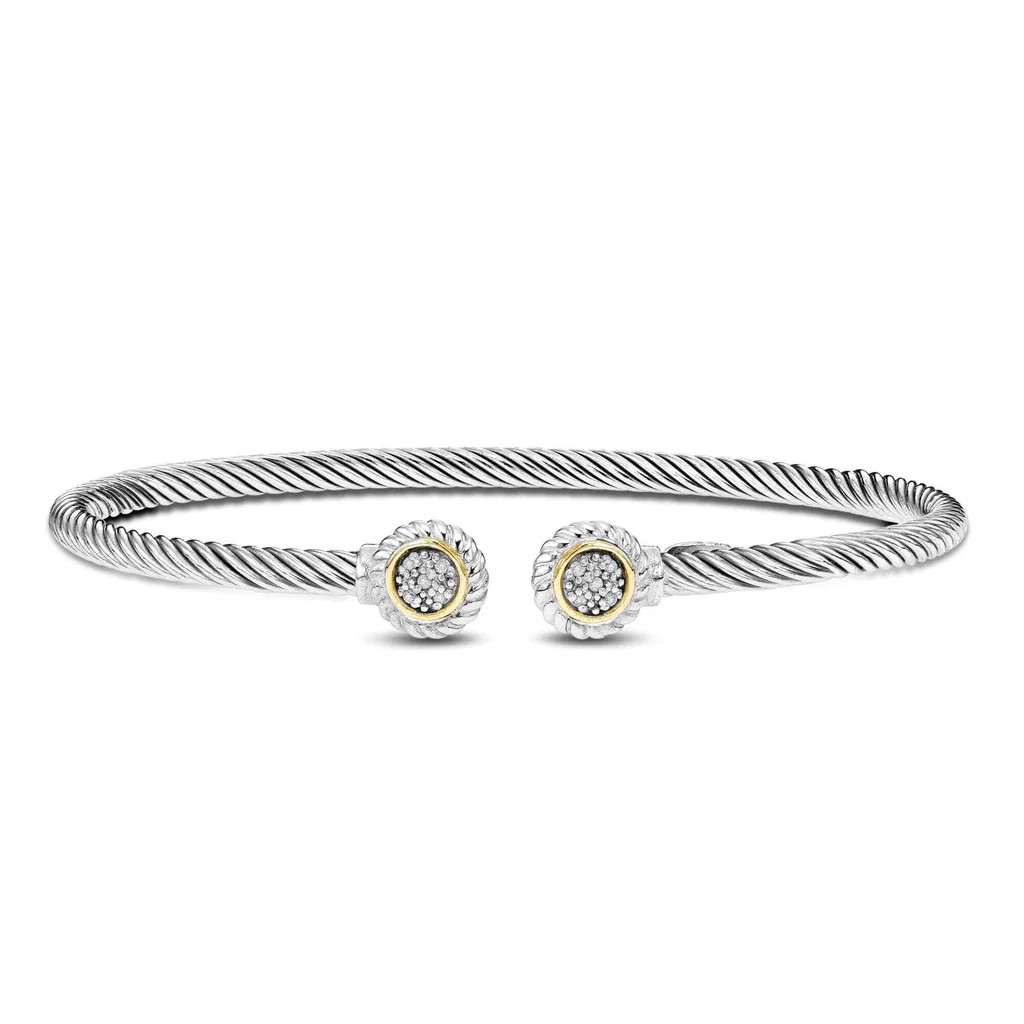 Silver & 18K Round Tip Diamond Bracelet | Phillip Gavriel