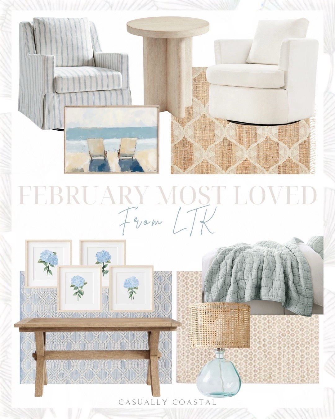 February Most Loved From LTK

Coastal home decor, coastal style, coastal bedding, coastal artwork, coastal wall art, vital rug, neutral rug, coastal side table, coastal accent chair, beach chairs wall art, beach home decor, Etsy wall art, coats while, pottery barn cloud quilt, blue quilt, upholstered swivel barrel chair, wayfair rug, blue rug, rectangular rug, 8x10 rug, 9x12 rug, 5x8 rug, geometric indoor rug, joss and main rug, wool rug, slip covered down blend swivel rocking chair, striped rocking chair, round side table, wood side table, Tuileries rug, woven table lamp, coastal lamp, extendable dining table, coastal dining table, blue hydrangea watercolor prints, woven buffet, faux palm tree 

#LTKHome