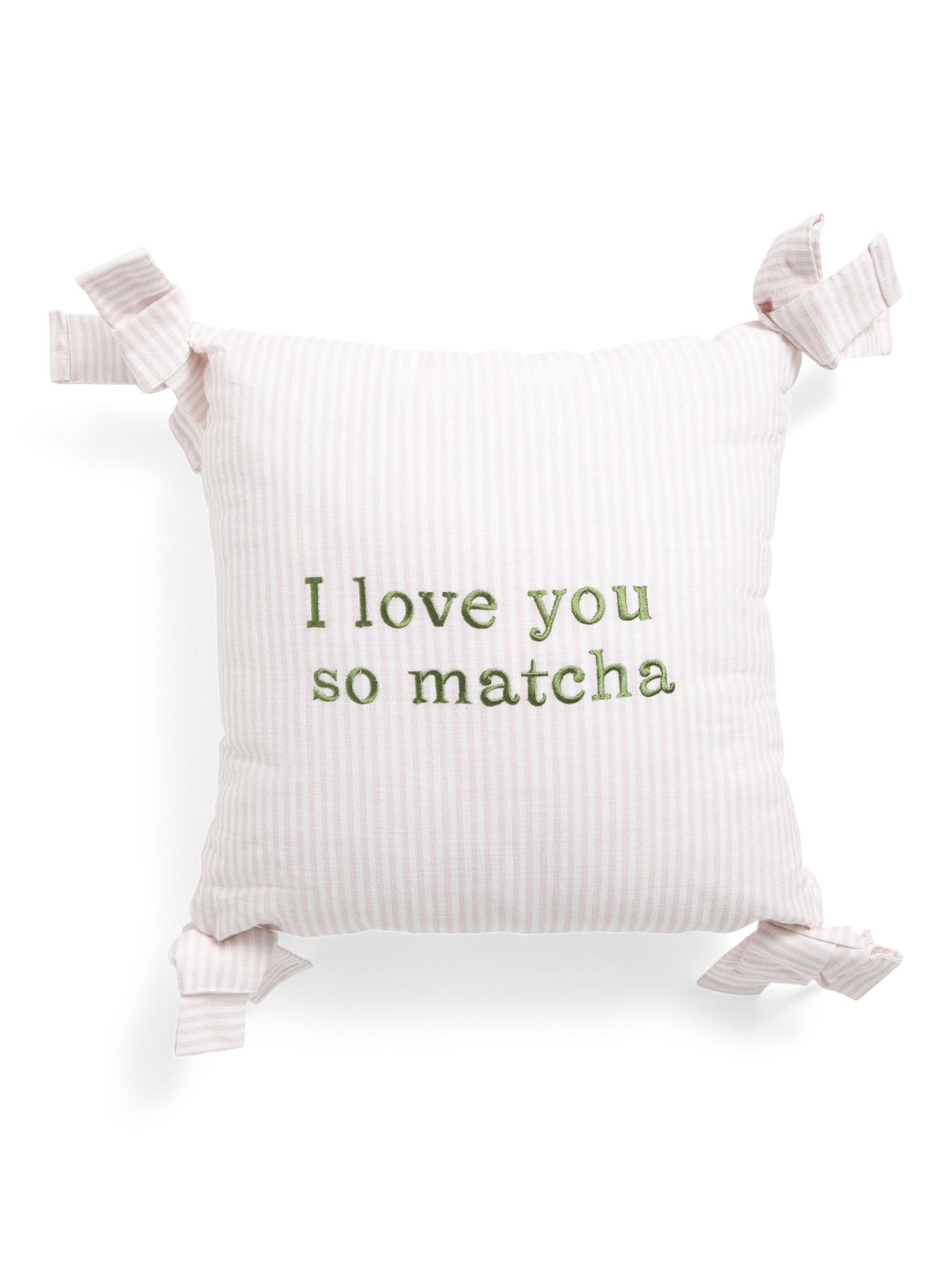 14x14 I Love You So Matcha Embroidered Bows Striped Pillow | Throw Pillows | Marshalls | Marshalls