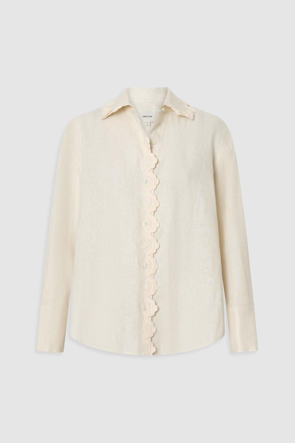 Lace Trim Shirt Whipped Cream | Oroton