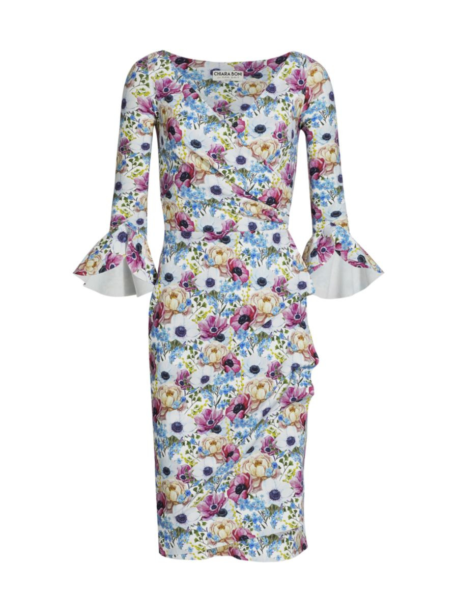 Triana Floral Stretch Wrap-Effect Dress | Saks Fifth Avenue