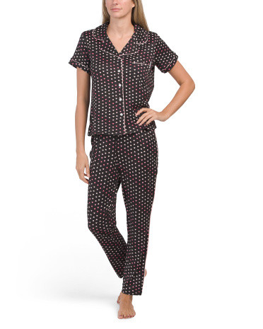 Notch Collar Heart Pajama Set | TJ Maxx