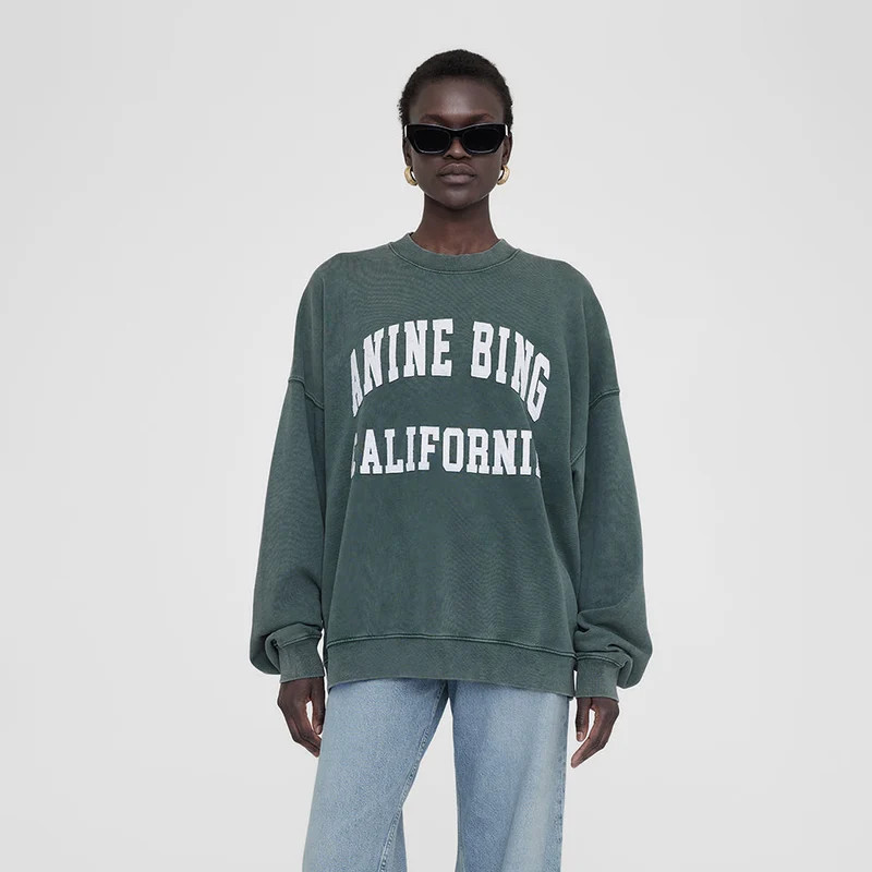 ANINE BING Miles Sweatshirt Anine Bing - Washed Dark Sage - Green | Verishop