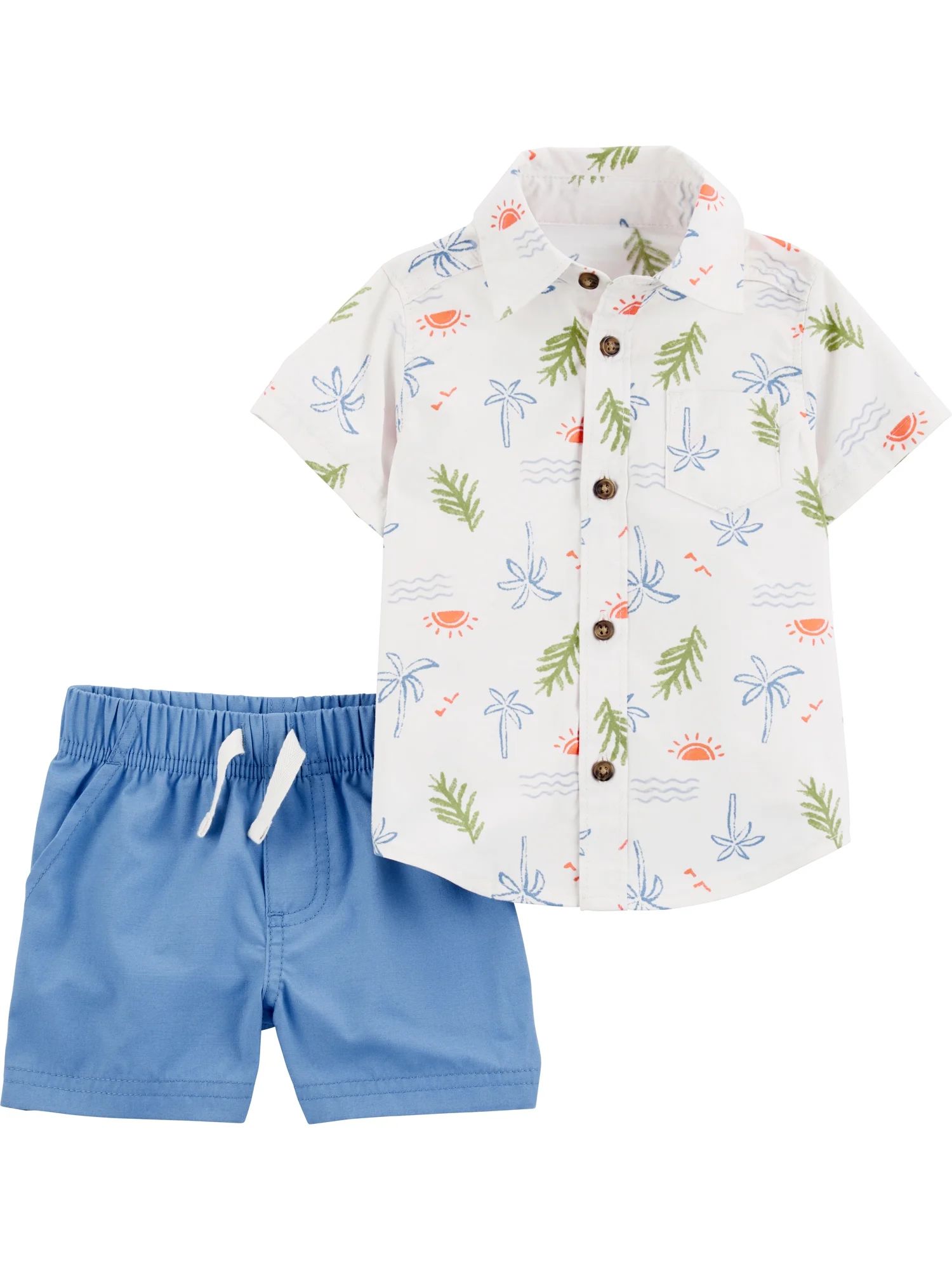 Carter's Child of Mine Baby Boy Cotton Shirt and Shorts Set, 2-Piece, Sizes 0/3M-24M | Walmart (US)