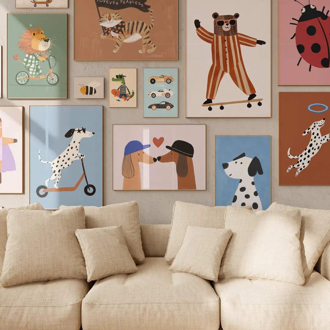 Bundle of 100 Nursery Prints - Kids Room Wall Art Collection - Baby Room Decor - Playful Animal P... | Etsy (US)