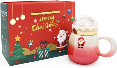 Christmas Mug, Cute Ceramic Tea mugs with Christmas Santa Lid, Novelty Christmas Cup for Milk, Coffee, Hot Chocolate, Christmas Gift for Women, Kids, Colleagues, Family, Friends, 500ML/17.6OZ | Amazon (US)
