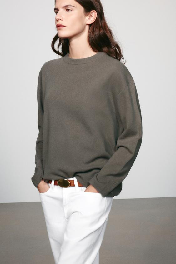 Zara - 95% Wool Long Sleeve Jumper - Women - Oil - Women | Zara US