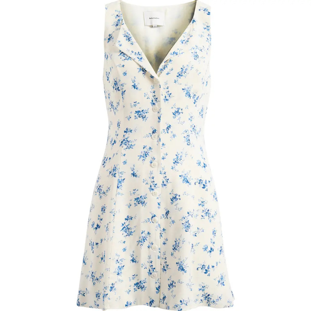 Reformation Rilynn Floral Sleeveless Front Button Minidress in Hanna at Nordstrom, Size 6 | Nordstrom
