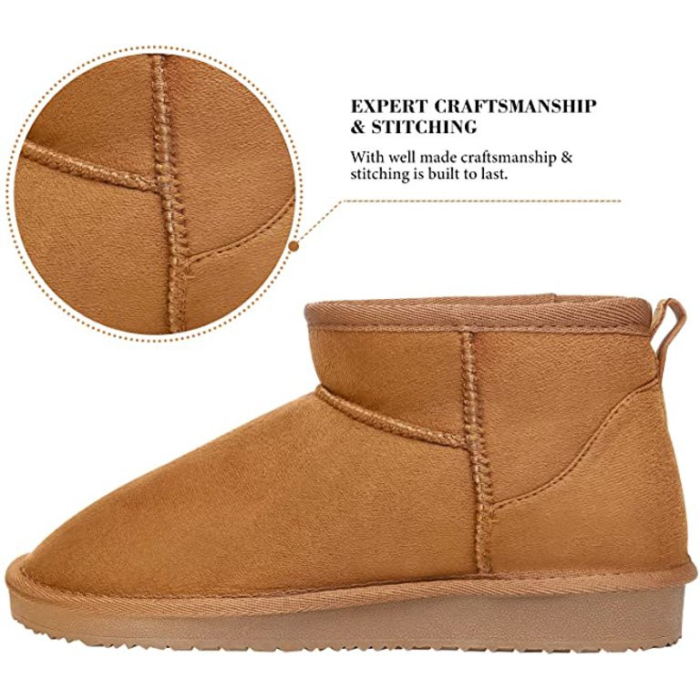 HStylish Women's Classic Mini Short Ankle Winter Snow Boot Fur Lined Warm Slip on Neumel Booties ... | Walmart (US)