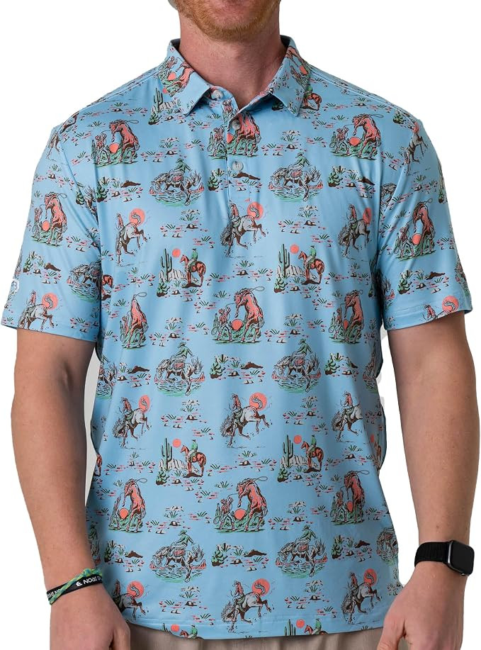 Burlebo Performance Polo - Cowboy Up - Blue | Amazon (US)