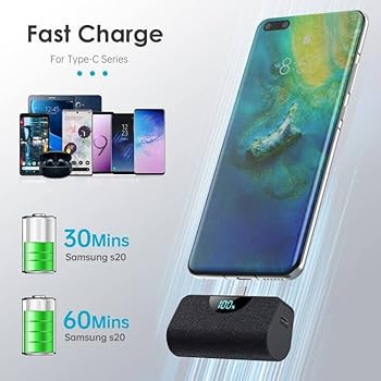 Mini Portable Charger USB-C Power Bank 5200mAh,Ultra Compact LCD Display Battery Pack Backup Char... | Amazon (US)