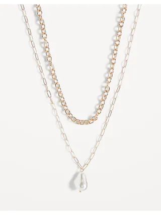 Gold-Tone Faux-Pearl Layer Chain Necklace for Women | Old Navy (US)