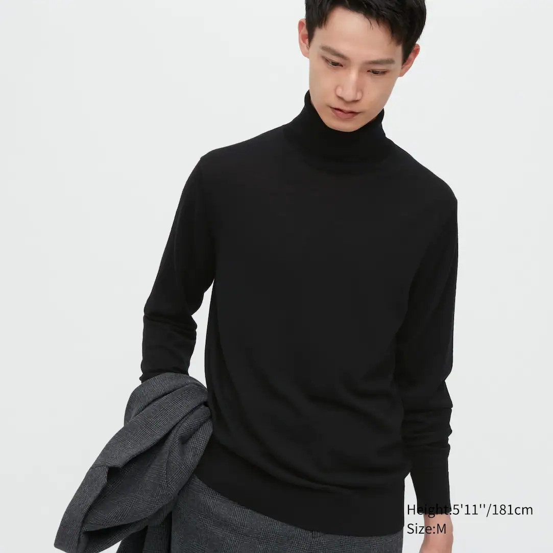 100% Extra Fine Merino Turtleneck Jumper | UNIQLO UK | UNIQLO (UK)