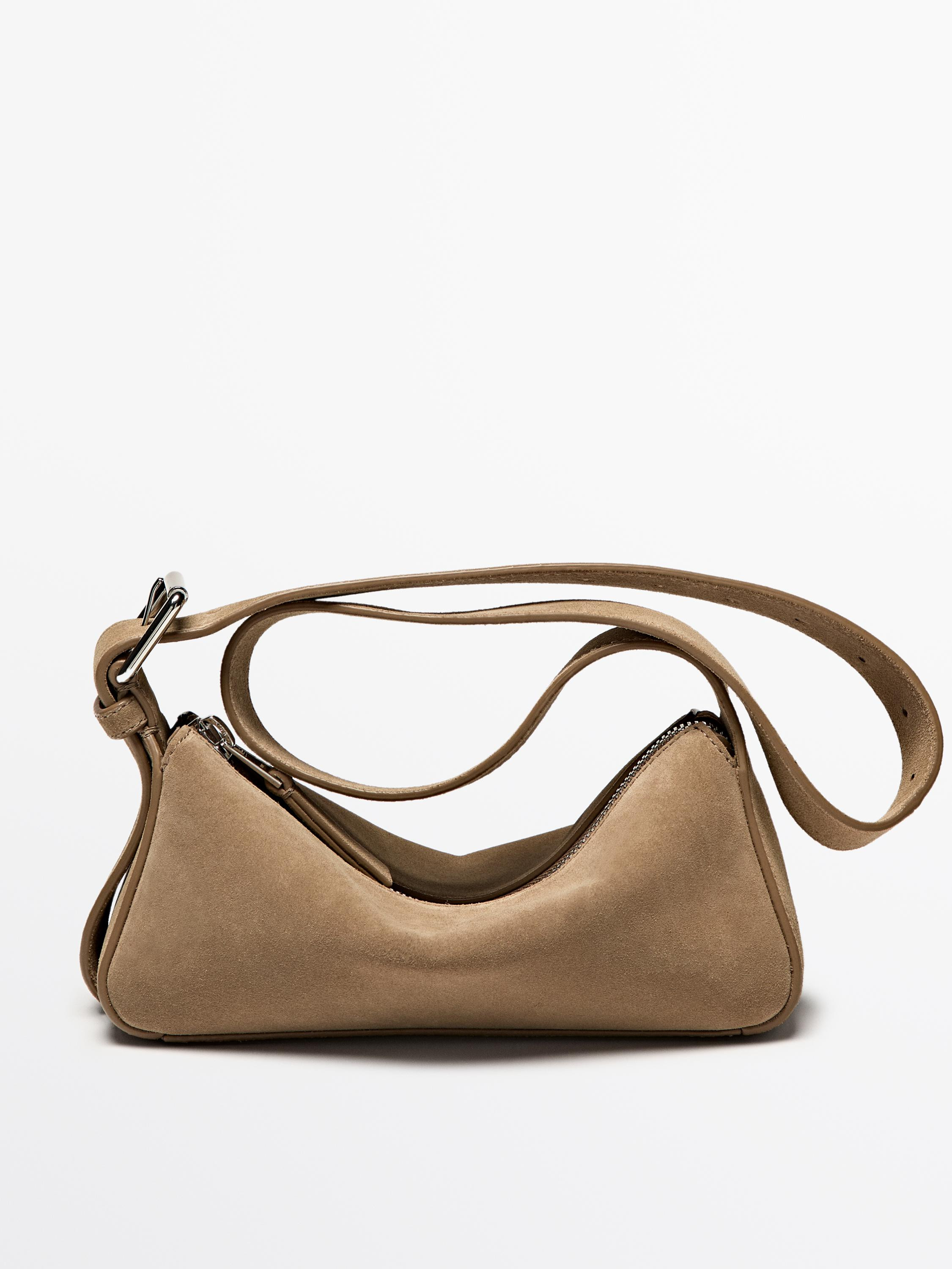 Plain mini leather bag | Massimo Dutti UK