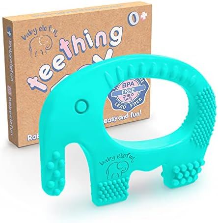 BABY ELEFUN Teething Toys - BPA Free Silicone, Easy to Hold Teethers with Gift Package Included, Eff | Amazon (US)