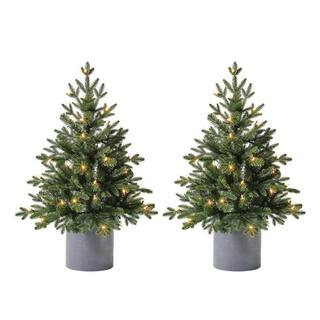 Home Accents Holiday 3 ft LED Pre-Lit Potted Artificial Christmas Tree with 35 Warm White Mini Li... | The Home Depot