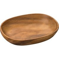 Orsina Acacia Wood Oval Serving Dish, Handcrafted Natural Wooden Bowl For Serving Snacks & Salads in Brown | Debenhams UK