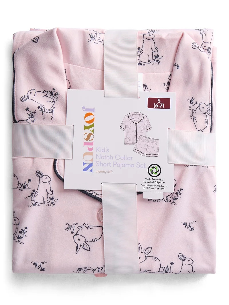 Joyspun Girls Mommy and Me Notch Collar Top and Shorts Family Matching Pajama Set, Sizes XS-XXL | Walmart (US)