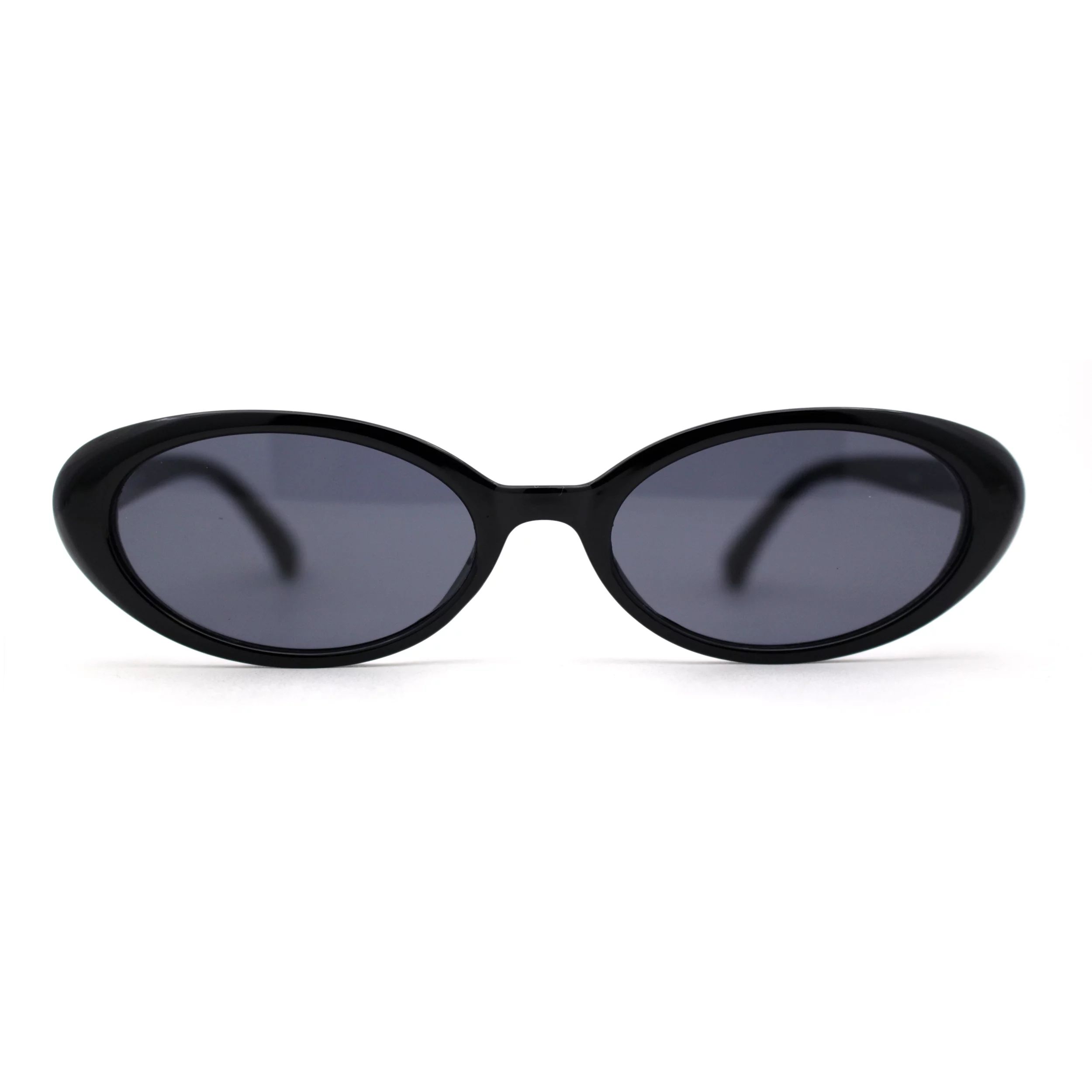 SA106 Womens Simple Classical Oval Thin Plastic Sunglasses All Black - Walmart.com | Walmart (US)