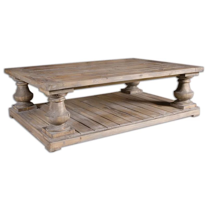 Glenrock Solid Wood Floor Shelf Coffee Table with Storage | Wayfair North America