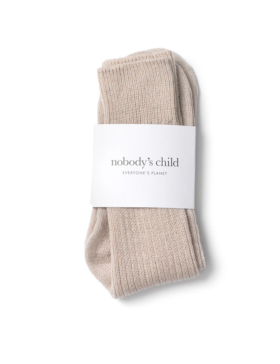 Beige Wool Ribbed Socks | Nobody's Child