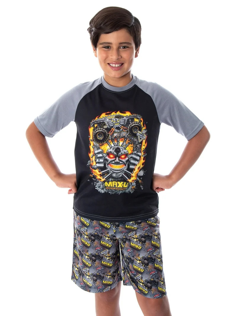 Monster Jam Boys' MAX-D Monster Truck 2 PC Shirt And Shorts Pajama Set | Walmart (US)