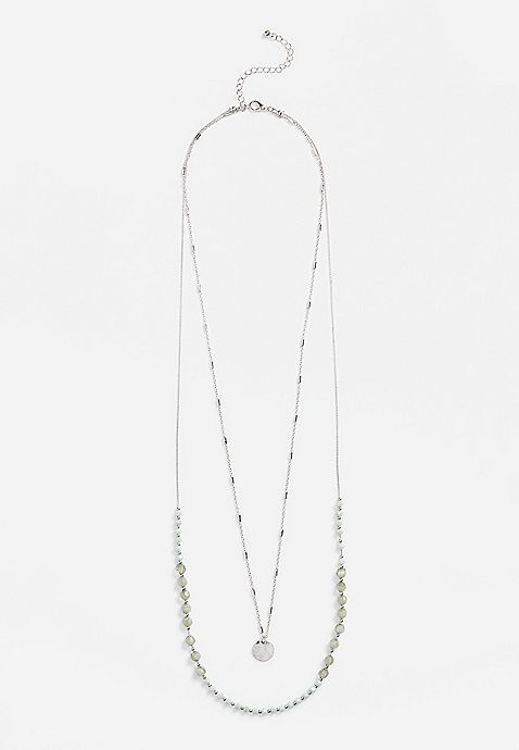 Green Beaded Layered Necklace | Maurices