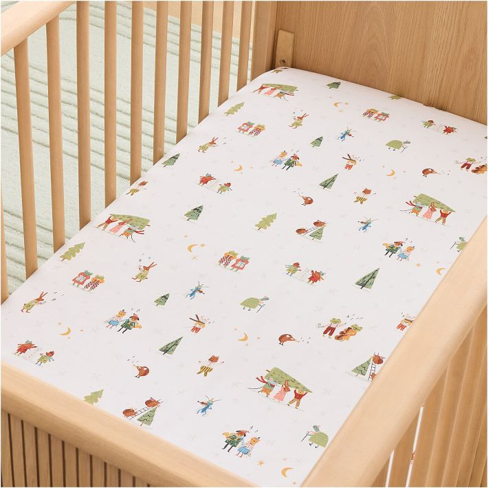 Festive Friends Crib Fitted Sheet | West Elm (US)