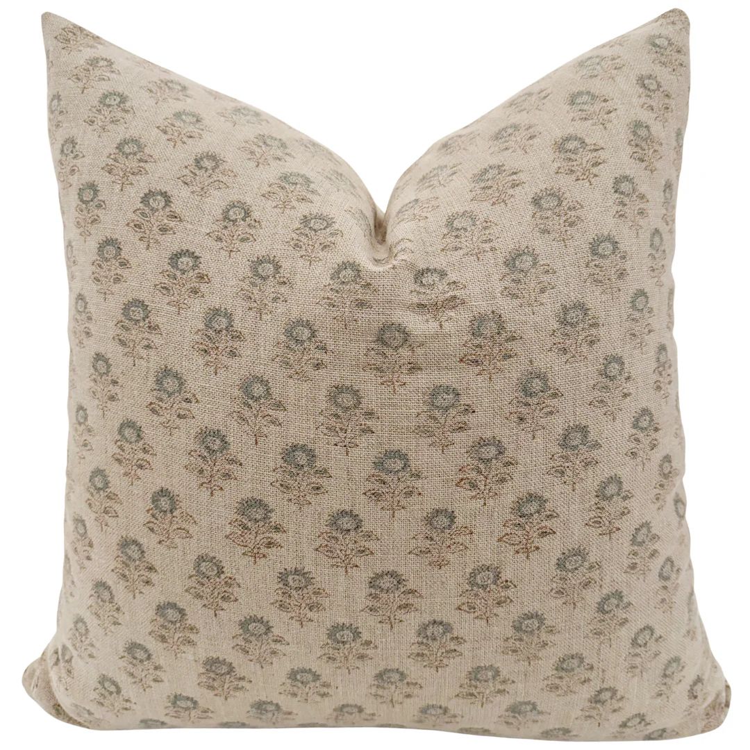 Audrey Floral Block Print Pillow Cover | Hackner Home (US)