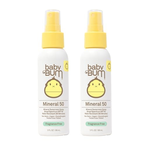 Sun Bum Baby Bum SPF 50 Sunscreen Spray | Mineral Uva/Uvb Face & Body Protection for Sensitive Skin | Fragrance Free | Travel Size | 3 fl oz | 2 Pack | Amazon (US)