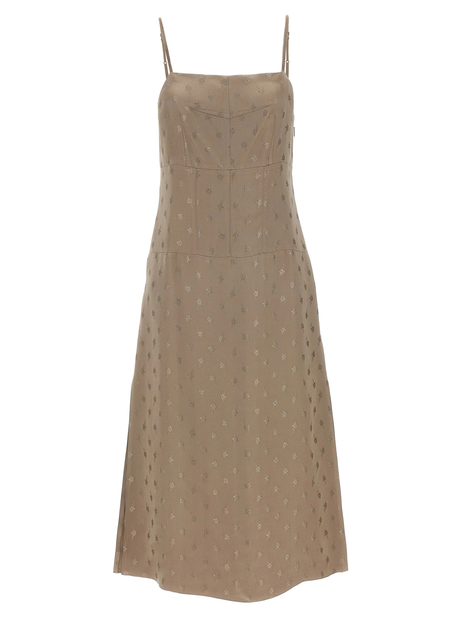 Fendi Floral Jacquard Silk Dress — Gray | Italist Inc.