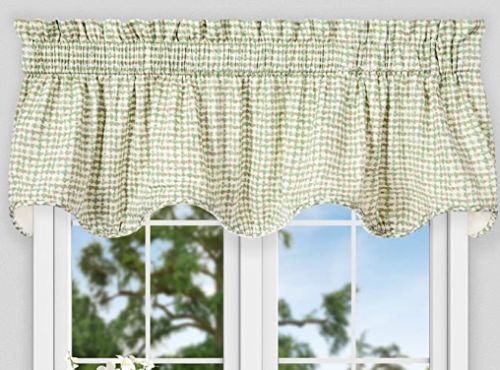 Ellis Curtain Davins Ikat Check Cotton Lined Scallop Valance, 70x17" in Spa NEW  | eBay | eBay US