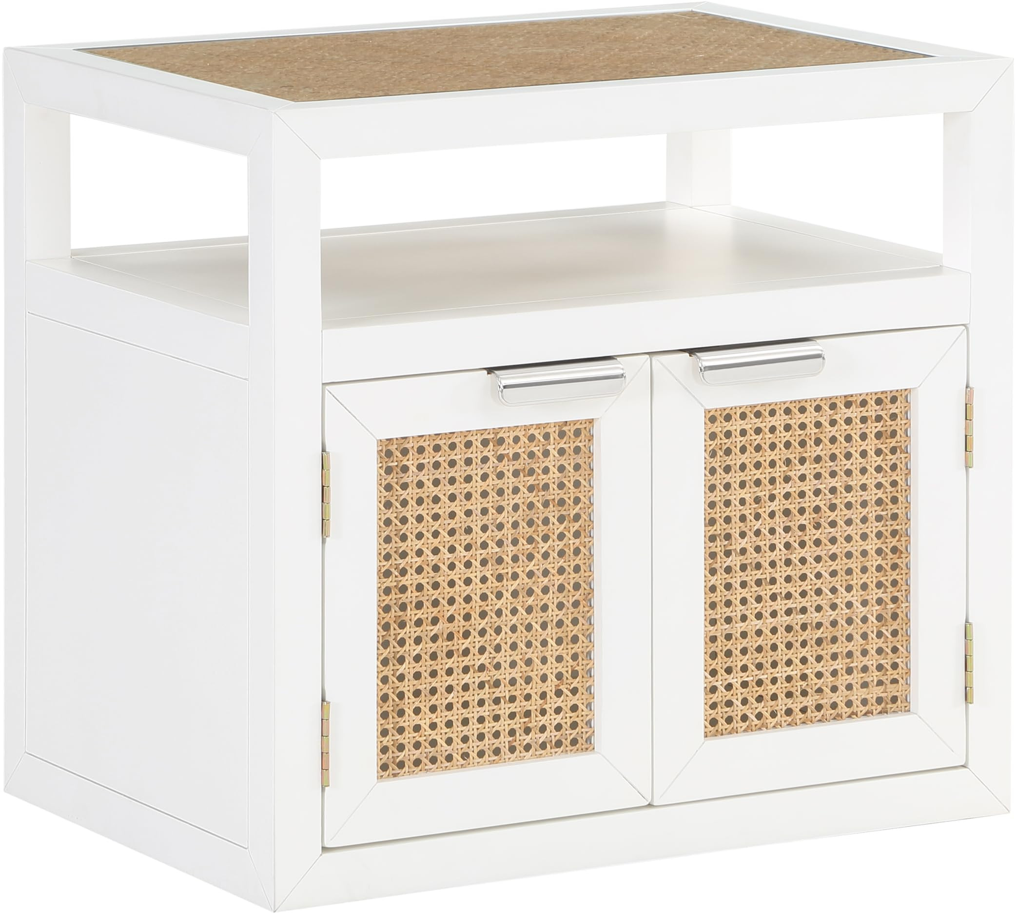 Meridian Furniture 797White-NS Cole Collection Mid-Century Modern Night Stand with Natural Cane T... | Amazon (US)