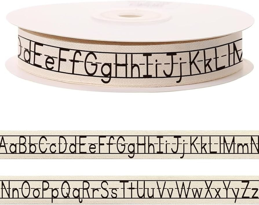 10 Yards Alphabet Letters Natural Ribbon for Crafting Sewing, 3/5 Inch Herringbone Cotton Ribbons... | Amazon (US)